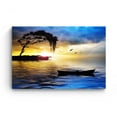 thumbnail image 3 of Startonight Canvas Wall Art Blue Landscape Tree, Boat and Sea Painting Large Framed 32" x 48", 3 of 6