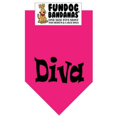 Diva Dog Clothes - Fun Dog Bandana - Diva - One Size Fits Most for Med to Lg Dogs, hot pink pet scarf