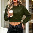 thumbnail image 6 of VBVC Women's Crew Neck Cropped Sweatshirt , Stretchy Long Sleeve Pullover For Women , Ladies' Drop Shoulder Top with Pockets, S-2XL, 6 of 9