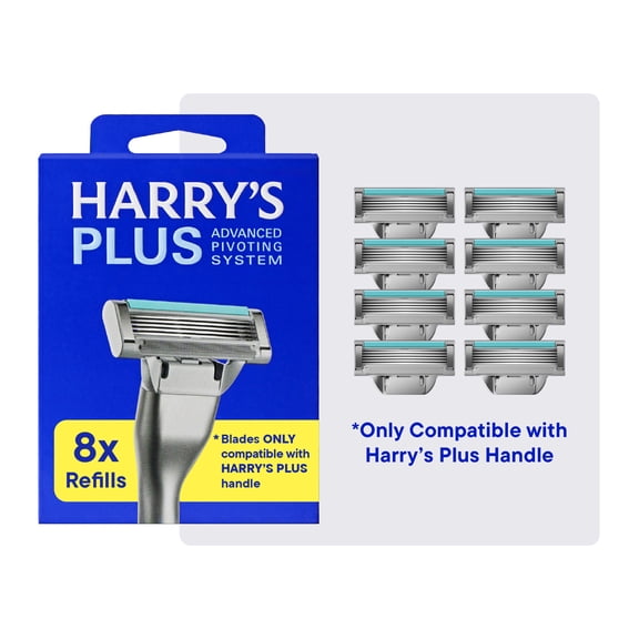Harry's Plus Men's Razor Blade Refill Cartridges, 8 Count