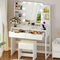 thumbnail image 5 of Ktaxon Lighted Makeup Vanity, White Vanity Table Set with 2 Drawer and Charging Station, Femal Gift, 5 of 11