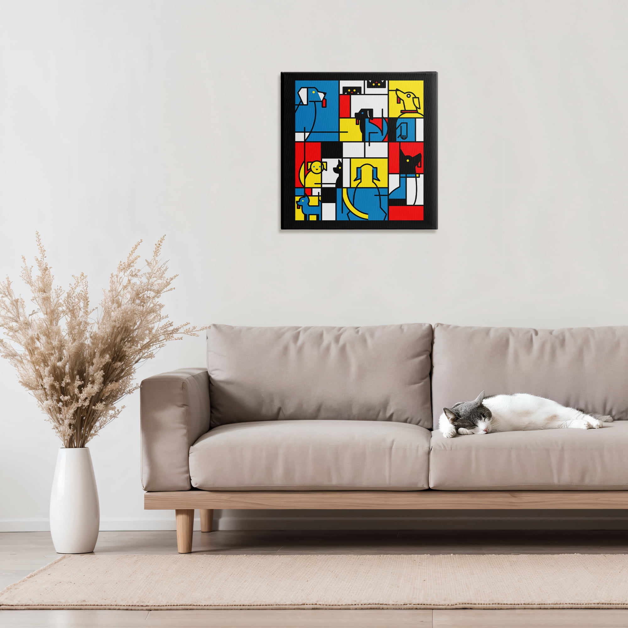 Stupell Industries Color Block Dogs Abstract Canvas Wall Art, design by Tobe Fonseca