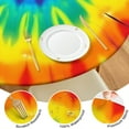thumbnail image 4 of Rainbow Tie Dye Mandala Pattern Round Fitted Tablecloth with Elastic Edge,Dining Table Cover Waterproof,Outdoor Round Tablecloth for Camping,Dining,Indoor and Outdoor, 4 of 7