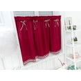 thumbnail image 3 of Curtains Small Windows Short Country Style Vintage Opaque Disc Curtains Short Curtains Curtain Short Curtain Modern Kitchen Checkered Set of 2(Wine Red，130*41）, 3 of 7