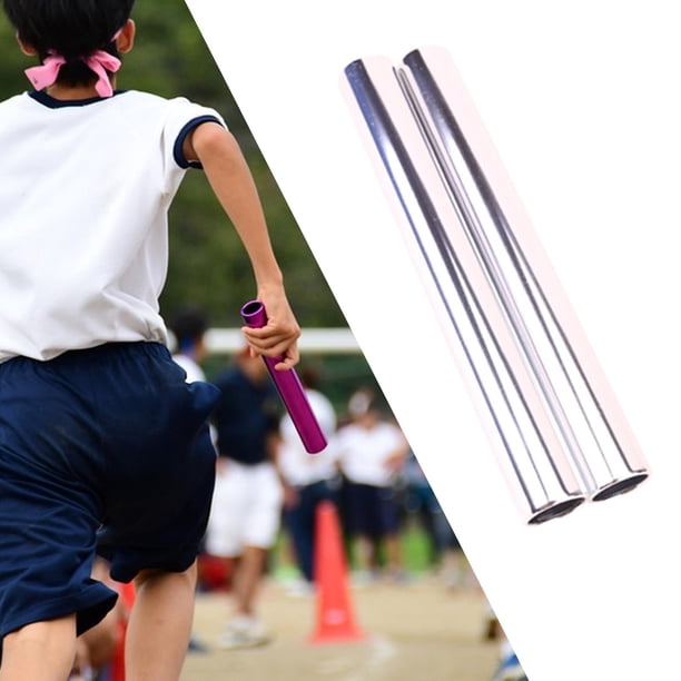 2 piezas de aluminio aleación relé palitos de pista suministros portátiles equipos para adultos accesorios de juegos deportivos resistentes carreras Plata