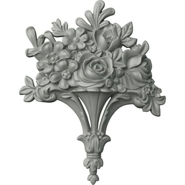 Ekena Millwork 10 5/8"W x 13 1/4"H x 1 3/4"P Flower Basket Center Onlay