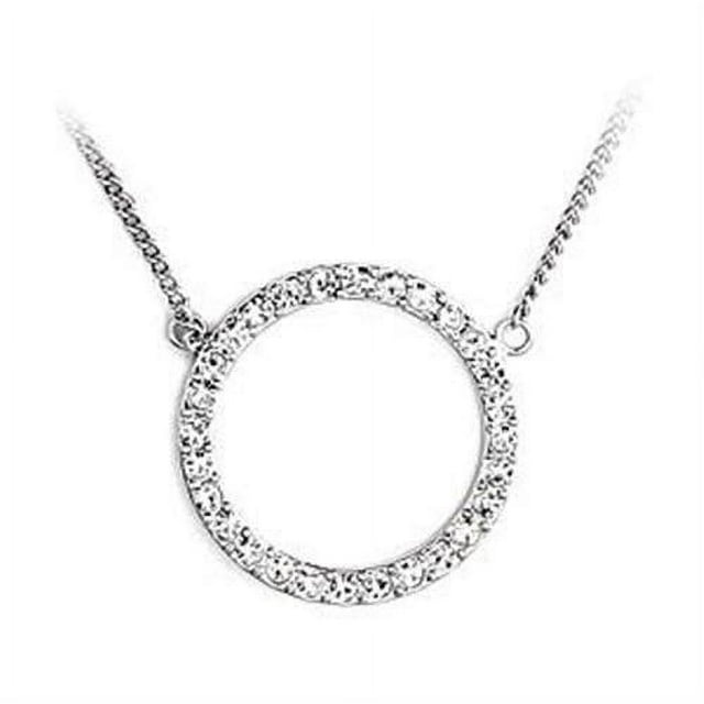Collier en Laiton Rhodié avec Cristal de Qualité Supérieure Transparent pour Femmes Couleur de Pierre Transparente Style LOA478 Taille 16