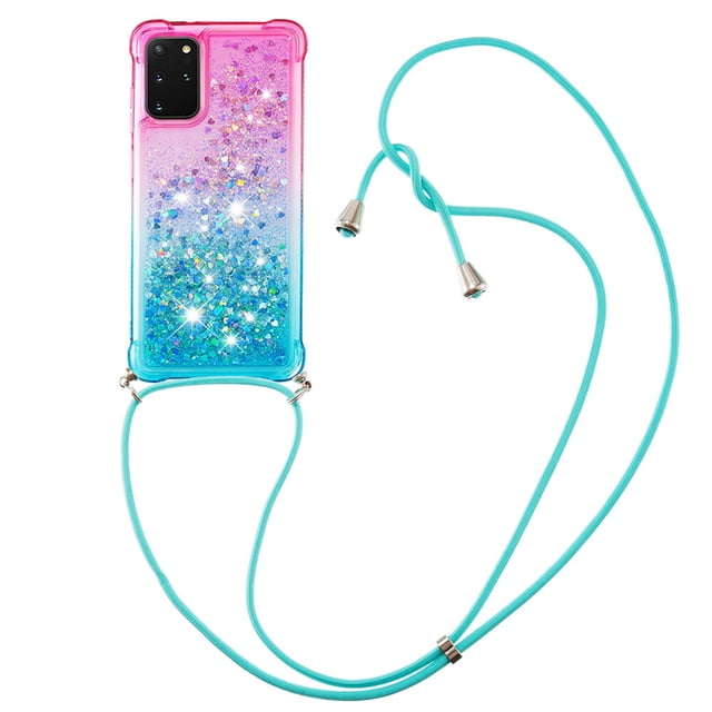 Funda para Samsung Galaxy S20 Plus 5G Brillantina Líquida Divertida Reluciente y con Cristales en Movimiento Cuerpo Cruzado con Cordón Ajustable