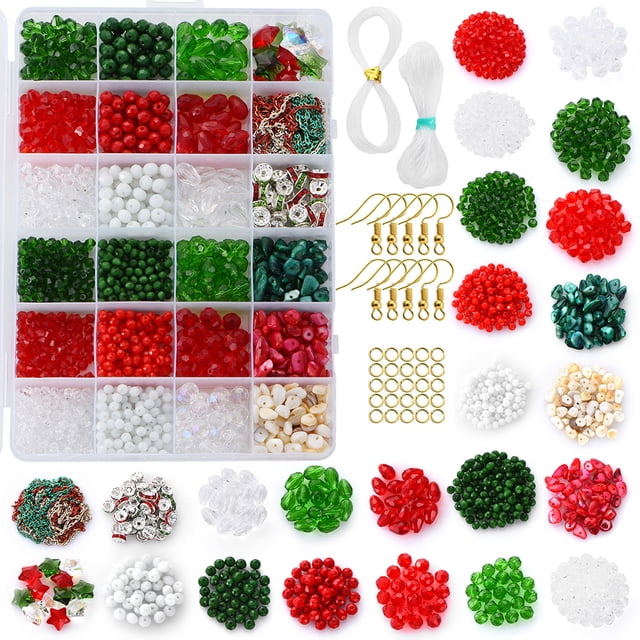 Juego De Cuentas Coloridas De Navidad De 24 Cuadrículas, Cuentas De Cristal, Pulsera, Pendientes, Juego De Fabricación De Joyas Diy Kearding AP007572-01