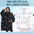 thumbnail image 4 of Oversized Wearable Blanket Hoodie,Black Controllers Games Labels Black Pattern Sherpa Blanket Hoodie with Super Pockets,Super Warm Fuzzy Pullover for Women & Men, 4 of 6