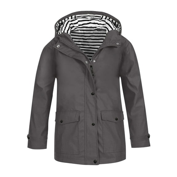 Mercatoo Kids Rain Jacket Boys Girls Lightweight 𝗪aterproof Raincoat Full Zip Up Youth Button Down Coat Hooded Windbreaker