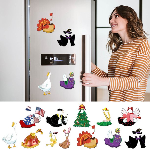 Fiudx Imanes de Vestido, Imanes para Refrigerador con Atuendos Festivos, Juego de Gansos Desnudos Personalizable, Material Duradero con Agarre Seguro, Decoración Navideña o Temática Diaria, Regalo Ún