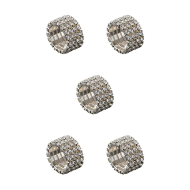 Thinsony Classy Inlaid Ring Sturdy Alloy With Dazzling Accents And Exquisite silver 4 rows 5Set