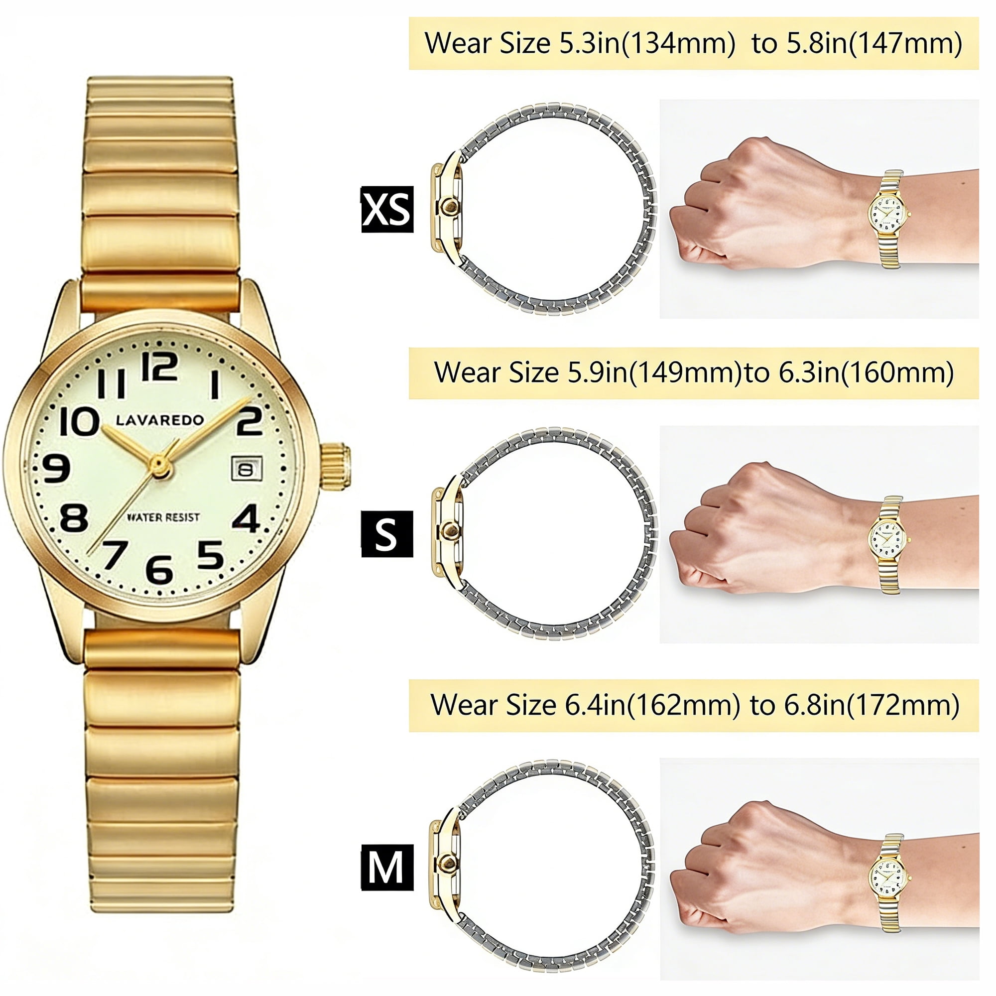 Watches for Women Easy Reader Analog Ladies Quartz Watches with Stainless Steel Expansion Band, Waterproof Watches Gift For Women -M Size