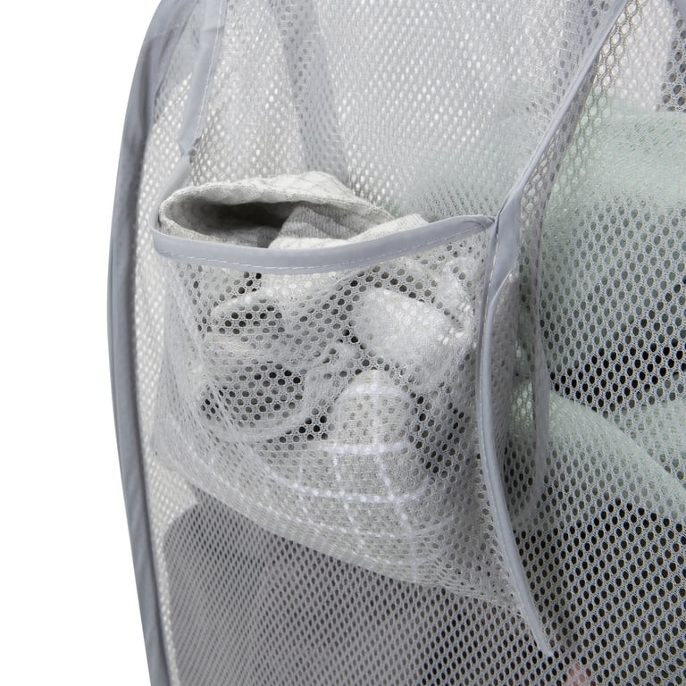 Mainstays Dual Pop-Up Mesh Laundry Hamper, Gray photo 4