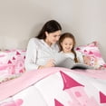 thumbnail image 4 of Manfei Princess Unicorn Full Size Comforter Sets,Castle Rose Bedding Comforter Set,Pink White,Pink Reversible,3-Piece,1 Comforter and 2 Pillowcases, 4 of 8