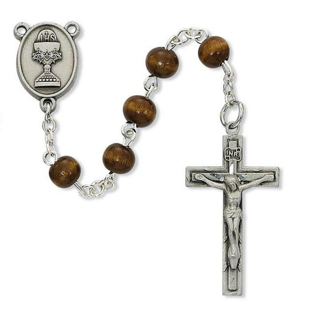 McVan C76DB 6 mm Brown Wood Communion Rosary Boxed