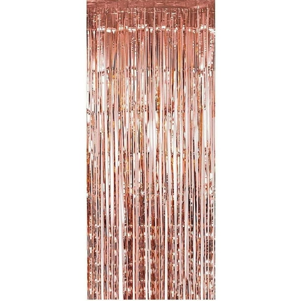 Cortinas con Flecos Metálicos - Ghirlande Shimmer Cortinas Decoración de Fondo para Fiesta de Cumpleaños - Boda - Navidad - Despedida de Soltera - Cortina de Puerta de Oropel - Oro Rosa