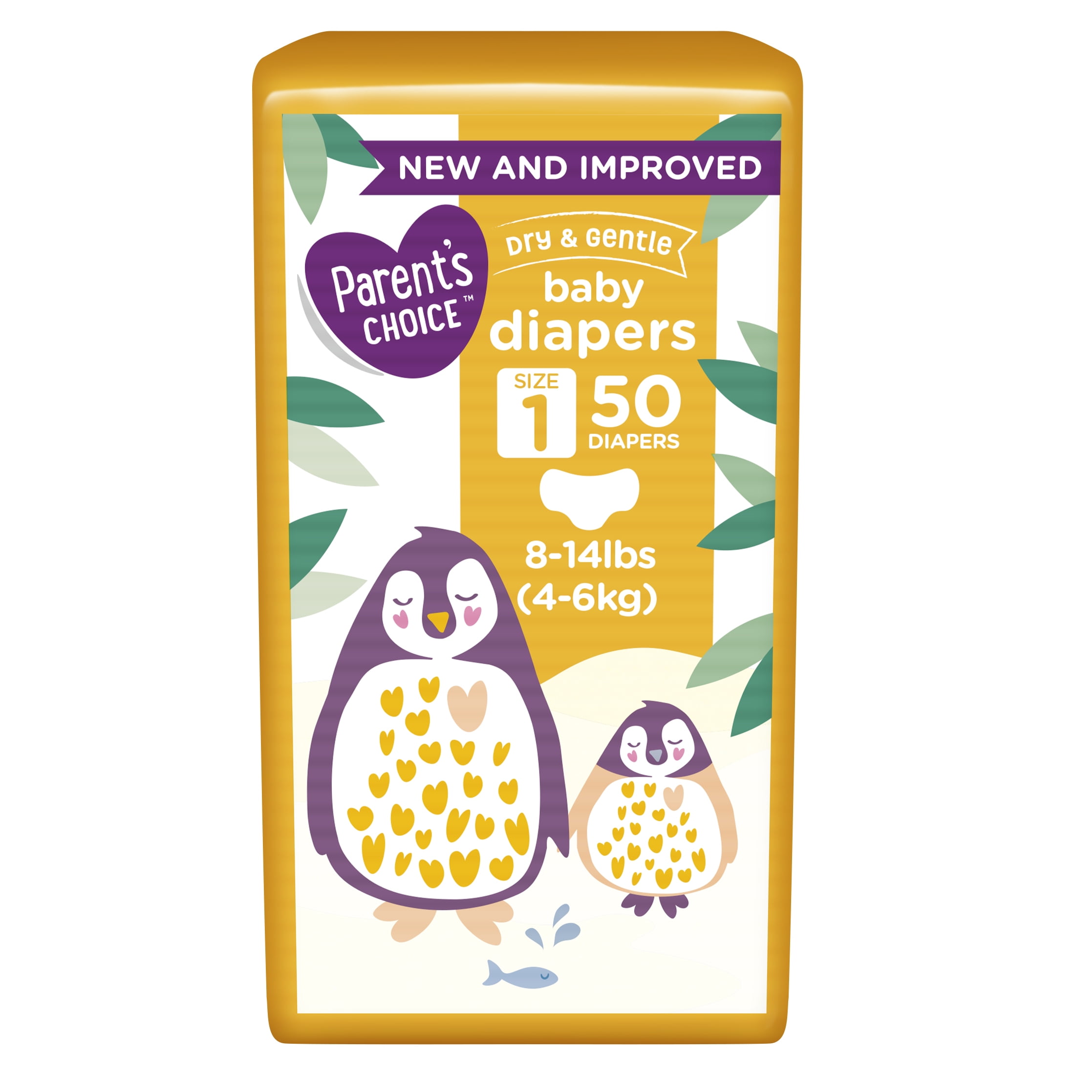 Parent's Choice Dry and Gentle Baby Diapers, Size 1, 50 Count Walmart