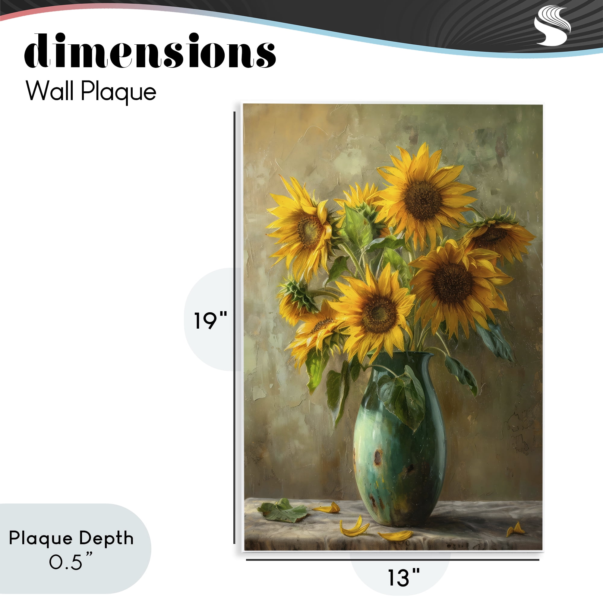Stupell Industries Moody Sunflower Vase Wall Plaque Art, design by Creative Studio