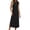 Black, variant on Womens Casual Dress, Sleeveless Maxi Dress, Round Neck Dress, Loose Fit Slit Dress with Pockets Summer Travel Beach Daily Wear Flowing Long Sundress