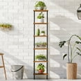 thumbnail image 2 of HOOBRO 6-Tier Corner Shelf, Corner Square Rack Display Shelf, Tall Storage Rack Plant Stand, Bookcase for Small Spaces, Living Room, Home Office, Kitchen, Rustic Brown and Black BF55CJ01, 2 of 17