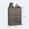thumbnail image 5 of EastVita 5 Drawer Dresser for Bedroom Farmhouse Tall Chest of Drawers with Metal Handles Rustic Wooden Dresser for Living Room Hallway-Grey, 5 of 7