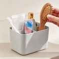 thumbnail image 4 of Gray Plastic Multi-Purpose Storage Box with Handle, Portable 4-Compartment Organizer for Pens, Cosmetics, Stationery, and Small Items, 4 of 6
