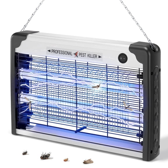 Lumdark Bug Zapper Indoor, High-Voltage Mosquito Killer, with 2 Efficient 10000H LED Bulbs, Protective Mesh,Removable Tray, Electric Energy Saving Fly Trap, Easy to Clean