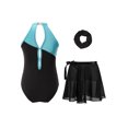 thumbnail image 2 of Alvivi Girls Sleeveless Gymnastic Leotards with Skirt Matching Hair Band Set Ballet Dance Unitard Outfits Lake Blue 12, 2 of 7