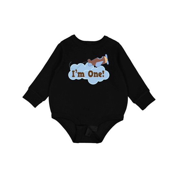 Inktastic 1st Birthday Airplane I'm One Baby Fleece Bodysuit