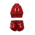 thumbnail image 2 of Gibobby Conjunto Lencería Tanga Y Bralette 2 Set Mujeres Clubwear Sexy Charol Ropa interior Vendaje Stripper Pieza íntima(Rojo, CH), 2 of 5