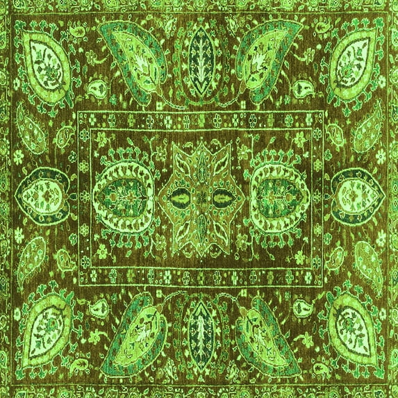 Ahgly Company Indoor Square Abstract Green Modern Area Rugs, 4' Square