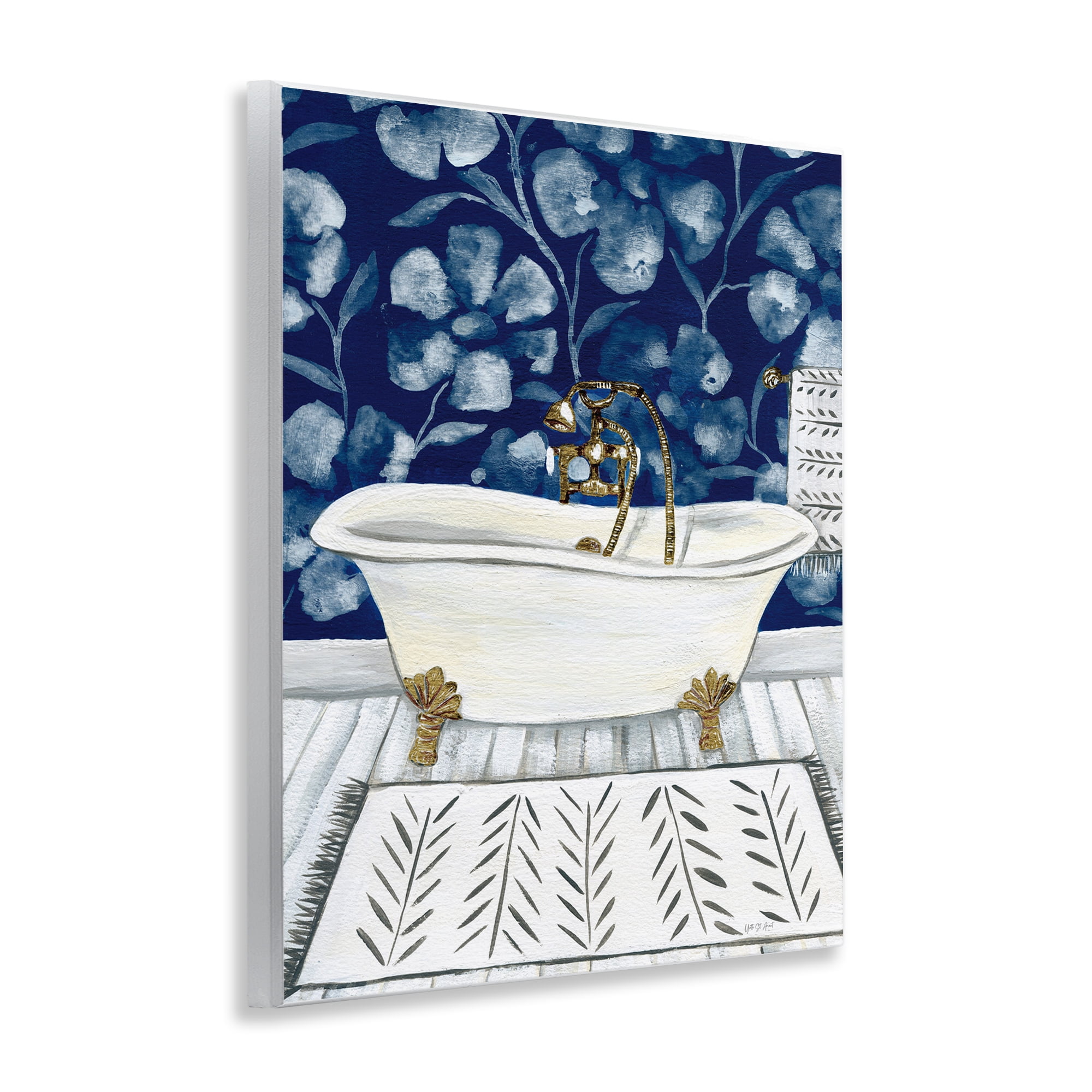 Stupell Industries Bold Blue Bathtub Typography Painting Unframed Art Print Wall Art, 11 x 14