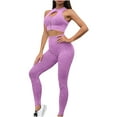 thumbnail image 2 of Wancir Workout Sets for Women 2 Piece High Waisted Seamless Leggings with Padded Stretchy Sports Bra Sets Gym Clothes, 2 of 6