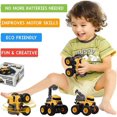 thumbnail image 5 of Juguetes de camiones de construcción, paquete de 4 vehículos de ingeniería Push & Go con excavadora, grúa volquete, mezclador, coche de juguete extraíble para niños, fiesta de cumpleaños y Navidad, 5 of 5