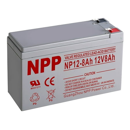 NPP 12V 8 Amp NP12-8Ah F2 Rechargeable Sealed Lead Acid Battery with F2 style Terminals