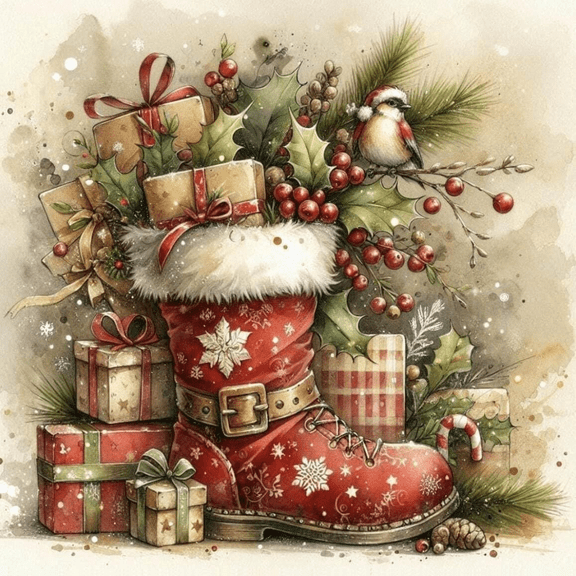 Christmas Diamond Art Kits for Adults, 5D DIY Diamond Painting Kits for Beginners, Full Round Drill Gem Art Crafts for Home Decor 12X12In