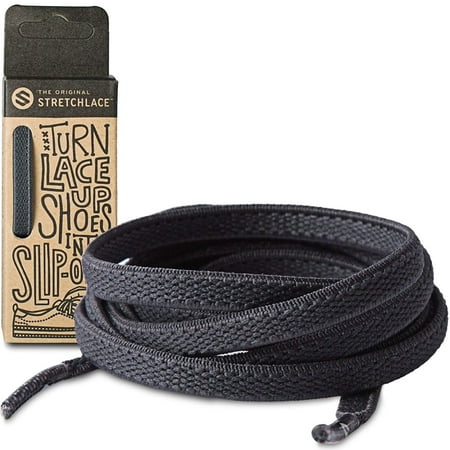 The Original Stretchlace | Elastic Shoe Laces | Flat Stretch Shoelaces | Grey, 30 in (77 cm)