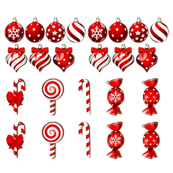 Beautynvta 36 Pcs Christmas Tree Ornaments Set, Xmas Gifts, Personauzed Christmas Painted Candy Lollipop Hanging Ornaments with Rope, Wooden Pendant for Xmas Home Decor