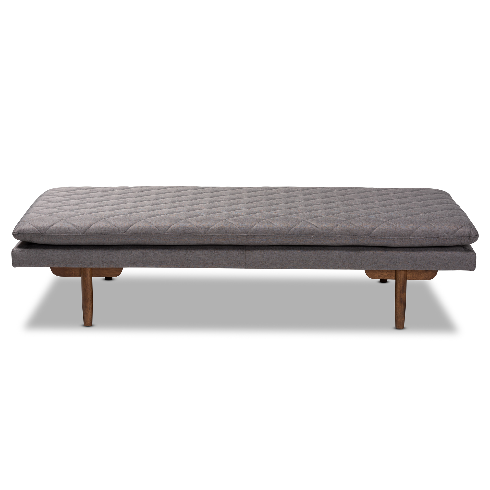 Baxton Studio Marit Mid-Century Modern Gray Fabric Upholstered Walnut Finished Wood Daybed