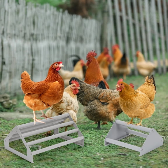 2-Pack Chick Perch & Roosting Bars - Wooden Chicken Toys with Metal Stand for Coop & Cage, Grey (Small & Large)