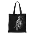 thumbnail image 1 of JSDART Sac en Toile Réutilisable Sac de Courses Lion en Noir et Blanc Rugissement Faune Sauvage Majestueux, 1 of 1