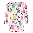 thumbnail image 5 of successthop Easter Clothes Women Bunny Casual 3/4 Sleeve Beach T Shirt Crewneck Top Loose Summer Vacation Clothes L, 5 of 5