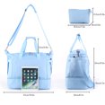 thumbnail image 3 of Bolsa De Deporte De Yoga Bolsa de lona para mujer, 3 uds., bolsa de equipaje de mano, bolsa de fin de semana de gran capacidad (azul claro) Likrtyny Para Estrenar, 3 of 3