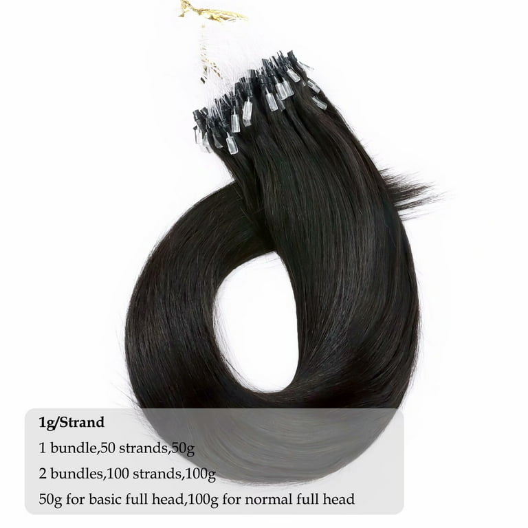 S-noilite 16 Inch 18 Inch Micro Beads Human Hair Extensions 8D Micro Beads  Hair 50 Strands/30g Micro Loops Hair Piece Micro Ring Link Human Hair  Invisible Cold Fusion Remy Hair