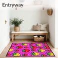 thumbnail image 3 of ODIKA 6'x9' Machine Washable Non-Slip Area Rug, Pop Art Strawberry Reverie Picnic with Mosaic High Traffic Rug, Pink, 708775, 3 of 7