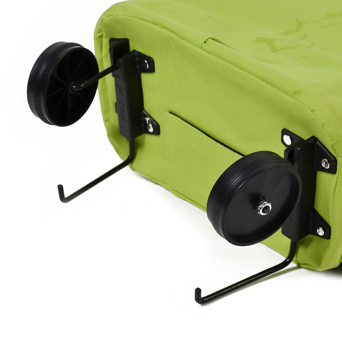 Unique Bargains Polyester Handy Foldable Bag Wheel Cart Shopping Trolley Green