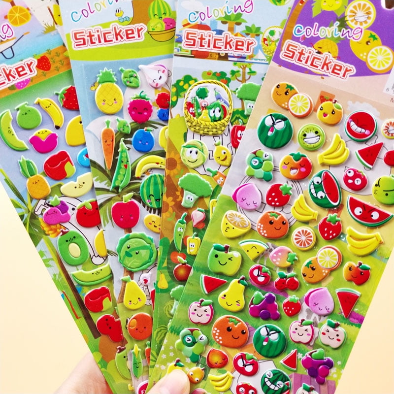 HeroNeo Kids Stickers 4 Sheets 3D Puffy Bulk Stickers Drawing Toy