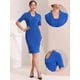 thumbnail image 2 of Vestido de tubo para mujer con cuello en V, manga corta, trabajo, oficina, bodycon, vestidos midi Azul real S, 2 of 6